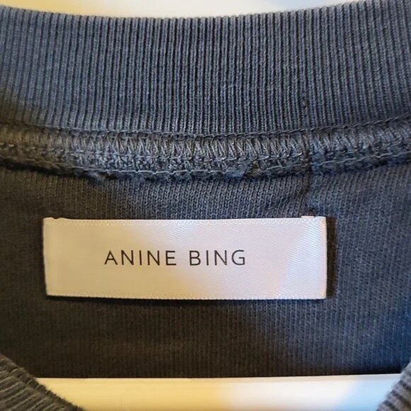 Anine Bing City Love Sweatshirt XS Lucy Hale Charcoal Black Gray Cotton Off Duty - Picture 12 of 14